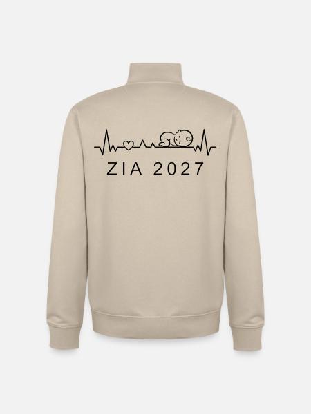 Future Aunt 2027 Heartbeat Pregnancy - Unisex Organic Zip Sweatshirt by Stanley/Stella - desert dust