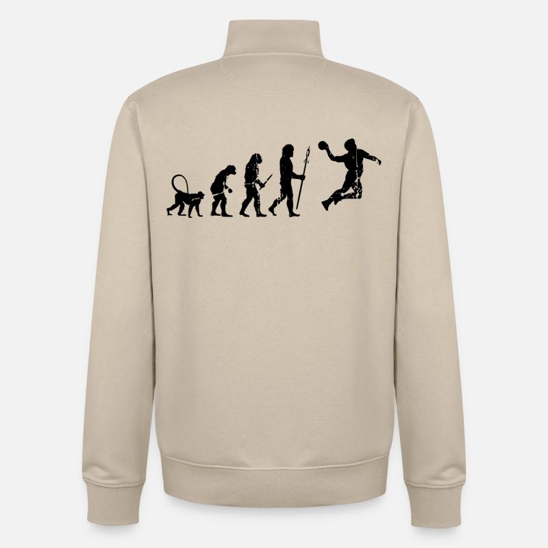 Funny handball player Evolution - Unisex Organic Zip Sweatshirt by Stanley/Stella - desert dust