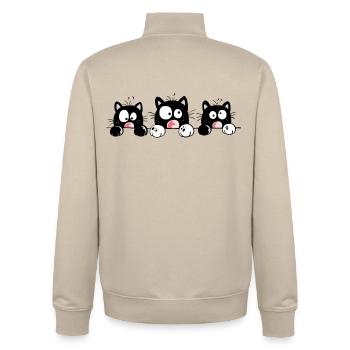Neugierige Katzen - Unisex Organic Zip Sweatshirt von Stanley/Stella - Cremebeige - Hinten - AI Model Male 185 dark (185cm)