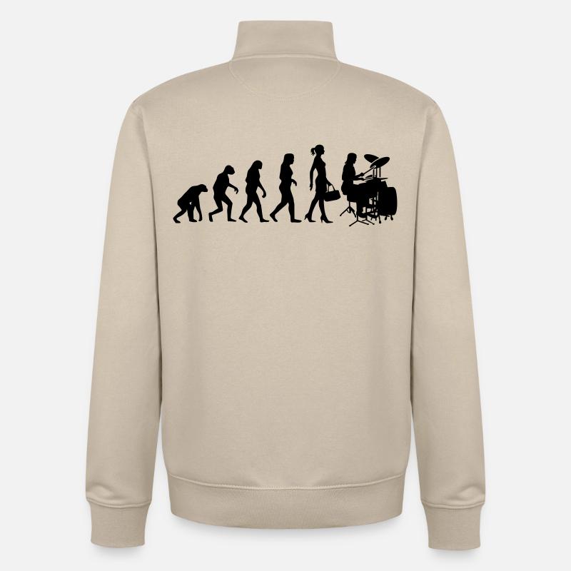 Evolution Schlagzeugerin Percussion Drummer - Unisex Organic Zip Sweatshirt von Stanley/Stella - Cremebeige
