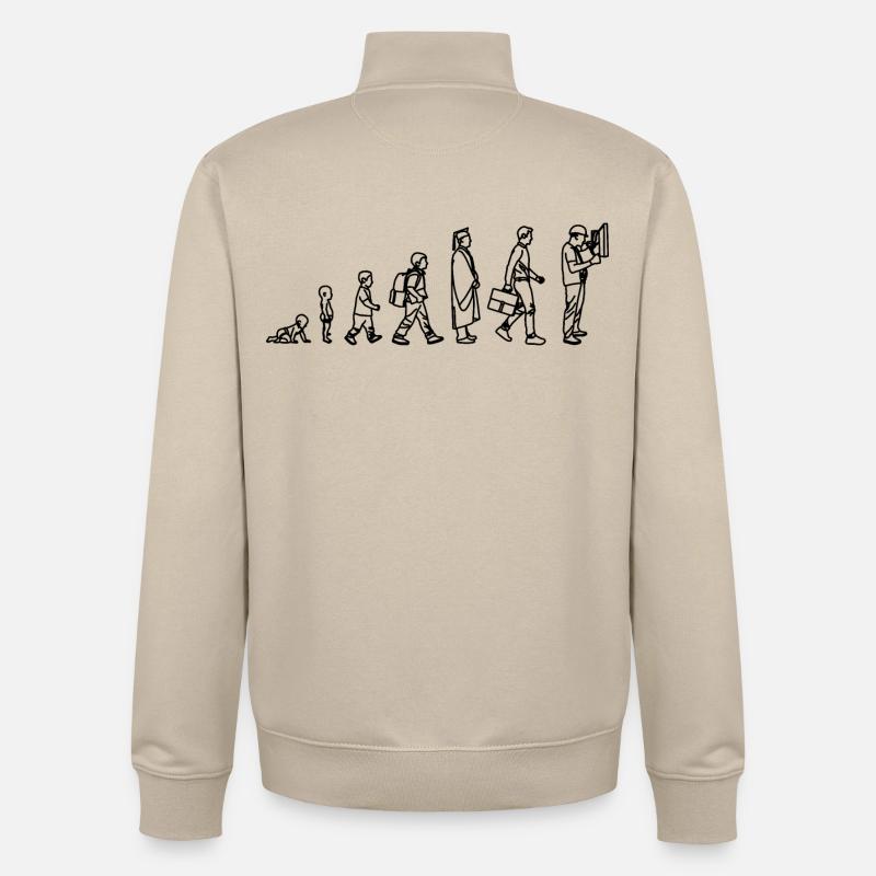 Évolution de l’électricien - Sweat zippé unisexe en coton bio Stanley/Stella - beige crème
