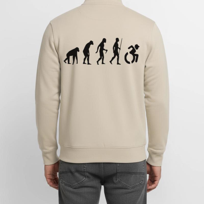 Evolution Rollstuhl. Die Rollstuhl-Evolution * Unisex Organic Zip Sweatshirt von Stanley/Stella