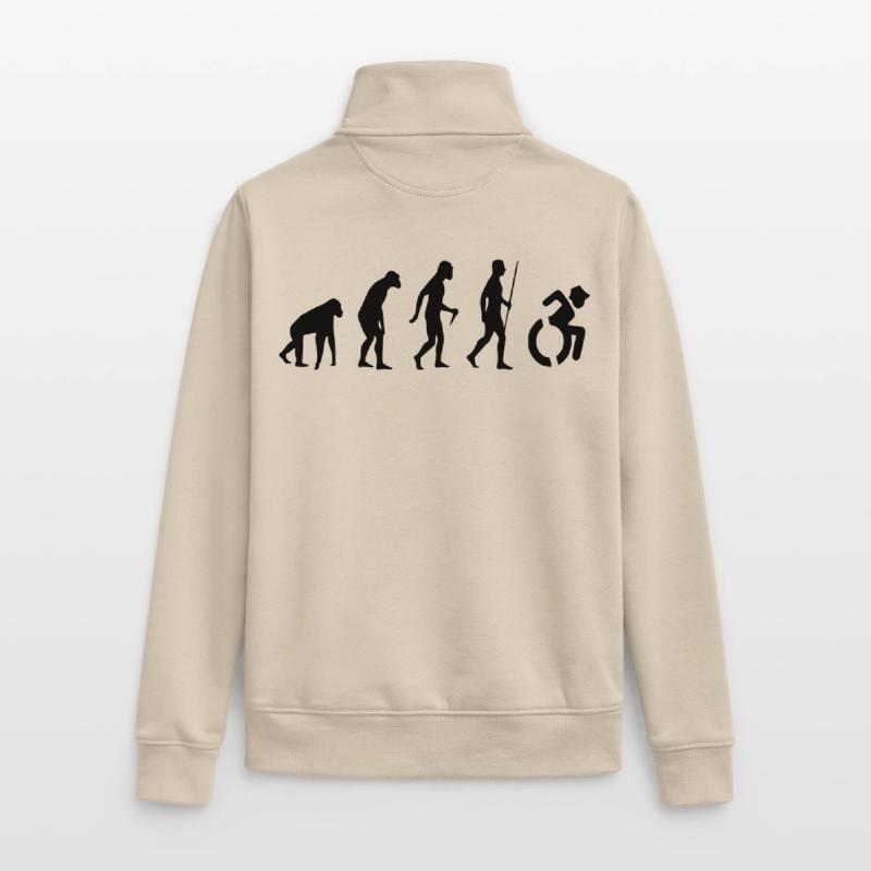 Evolution Rollstuhl. Die Rollstuhl-Evolution * Unisex Organic Zip Sweatshirt von Stanley/Stella