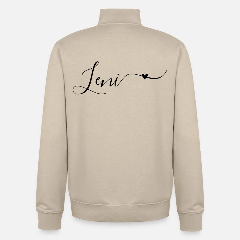 Leni Prénom Décoratif - Sweat zippé unisexe en coton bio Stanley/Stella - beige crème