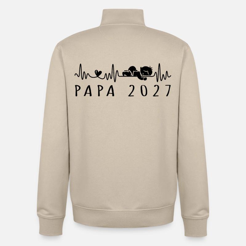 Futur Papa 2027 Annonce Grossesse - Unisex Organic Zip Sweatshirt von Stanley/Stella - Cremebeige