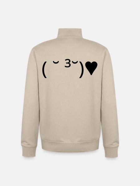 Kuss Emote ( ˘ ³˘)♥ Herz Kaomoji - Unisex Organic Zip Sweatshirt von Stanley/Stella - Cremebeige