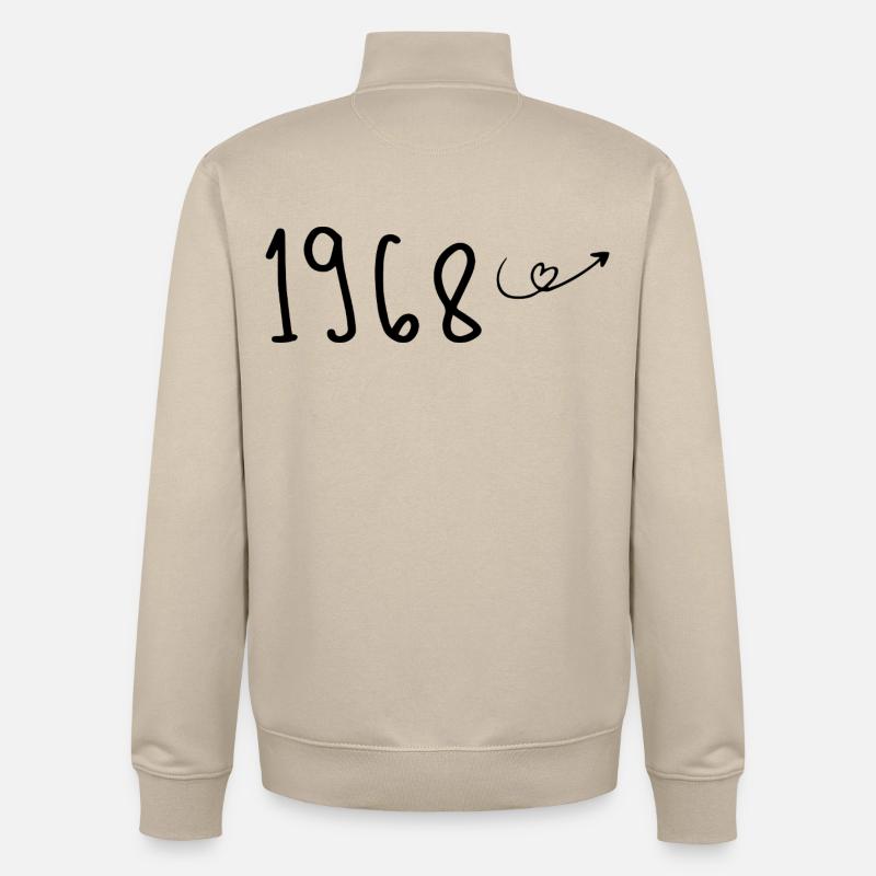 1968 Anniversaire 1968 Retro 1968 - Sweat zippé unisexe en coton bio Stanley/Stella - beige crème