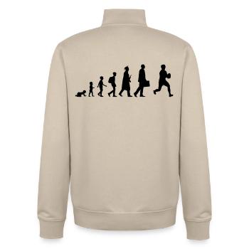 Entwicklung des Rugbyspielers - Unisex Organic Zip Sweatshirt von Stanley/Stella - Cremebeige - Hinten - AI Model Male 185 dark (185cm)