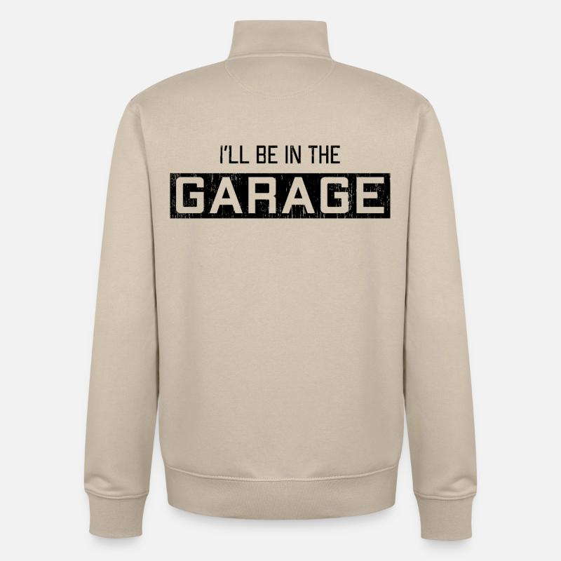 Je vais être dans le garage retraite Drôle de retraite - Sweat zippé unisexe en coton bio Stanley/Stella - beige crème