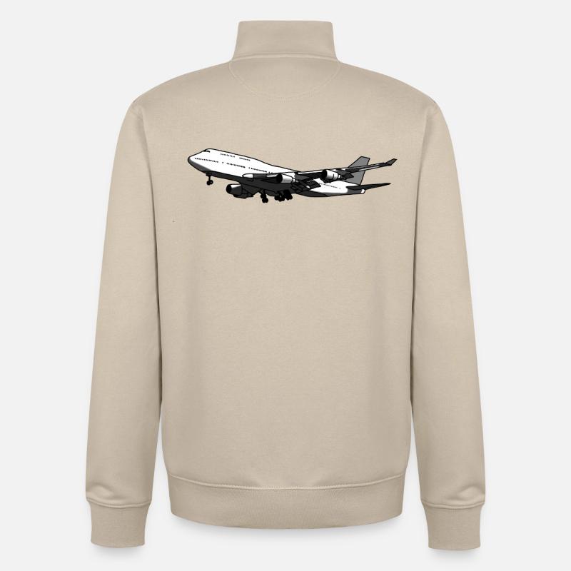 Flugzeug Silhouette mit Dynamischem Design - Unisex Organic Zip Sweatshirt von Stanley/Stella - Cremebeige