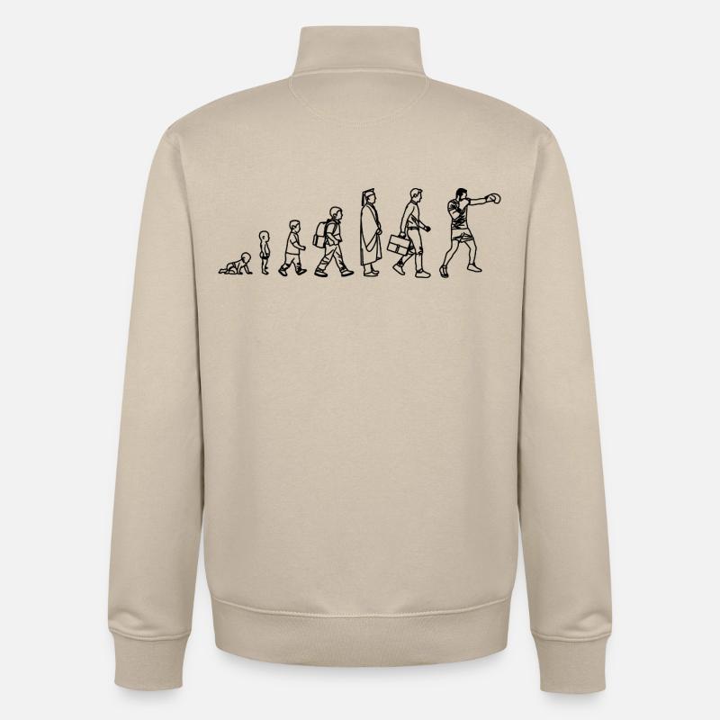 Boxing Evolution - Unisex Organic Zip Sweatshirt by Stanley/Stella - desert dust