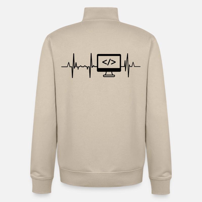 Programmateur Heartbeat - Sweat zippé unisexe en coton bio Stanley/Stella - beige crème
