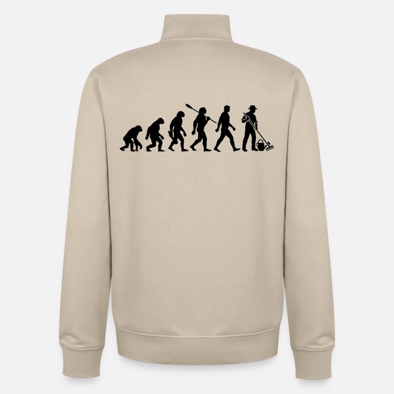 Evolution - Gärtner - Garten - Gartenarbeit - Unisex Organic Zip Sweatshirt von Stanley/Stella - Cremebeige