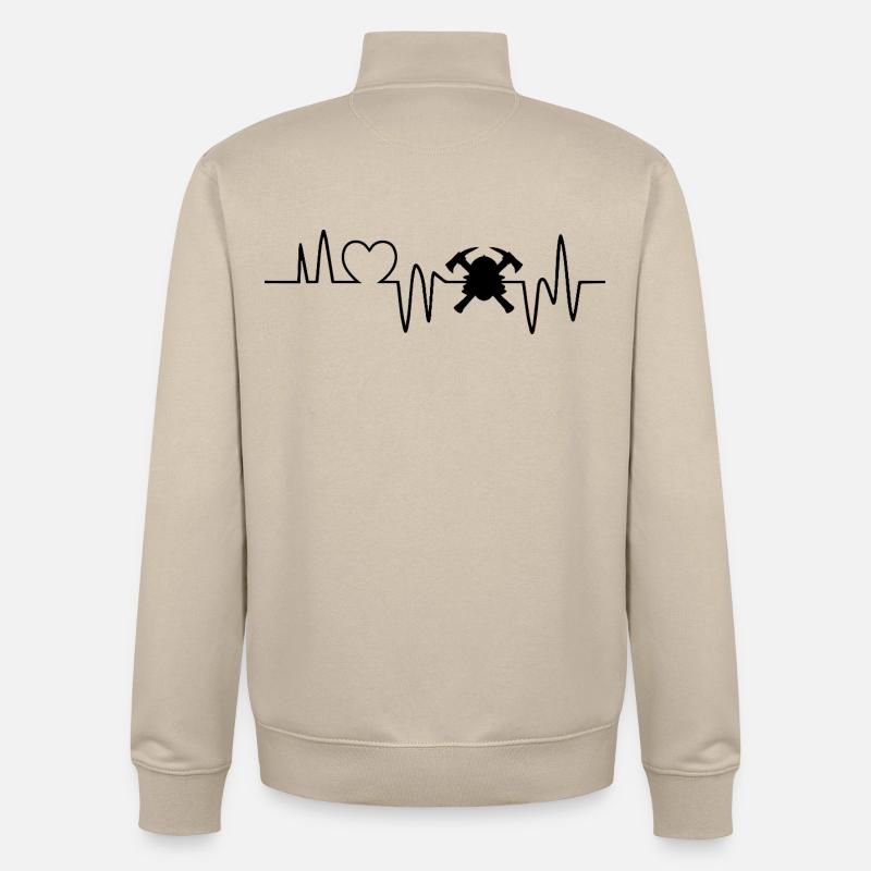 battement de cœur pompier service d'incendie - Sweat zippé unisexe en coton bio Stanley/Stella - beige crème