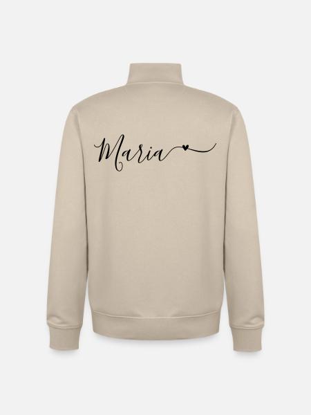 Maria Prénom Décoratif - Sweat zippé unisexe en coton bio Stanley/Stella - beige crème