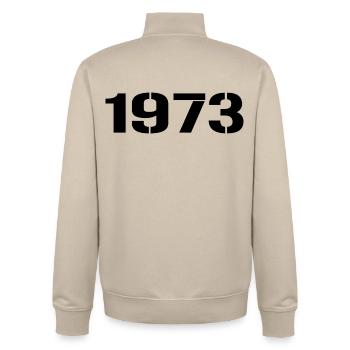 Vintage 1973 - Unisex Organic Zip Sweatshirt von Stanley/Stella - Cremebeige - Hinten - AI Model Male 185 dark (185cm)
