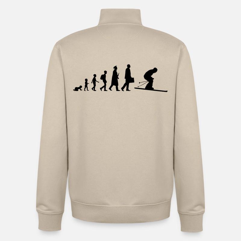 Évolution du skieur - Sweat zippé unisexe en coton bio Stanley/Stella - beige crème