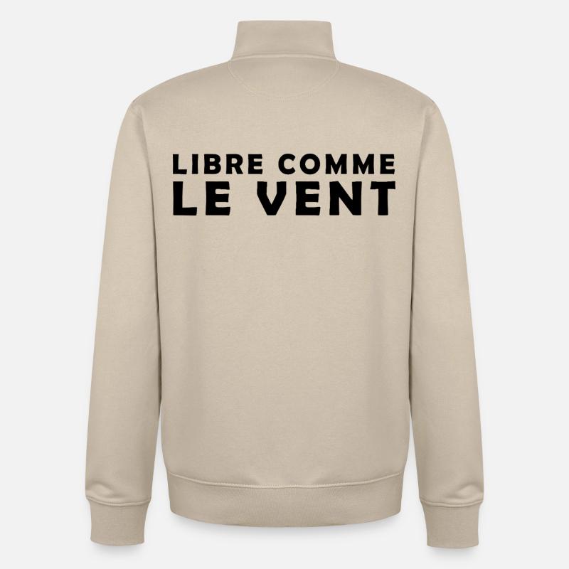 Libre_comme_le_vent - Sweat zippé unisexe en coton bio Stanley/Stella - beige crème