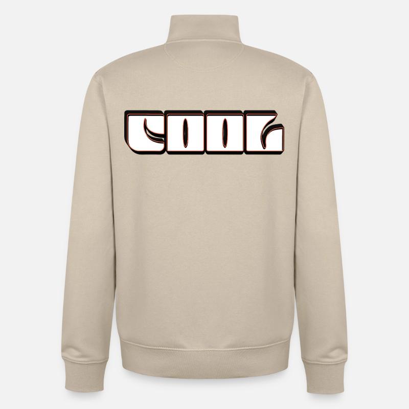 Contour néon rétro COOL - Sweat zippé unisexe en coton bio Stanley/Stella - beige crème