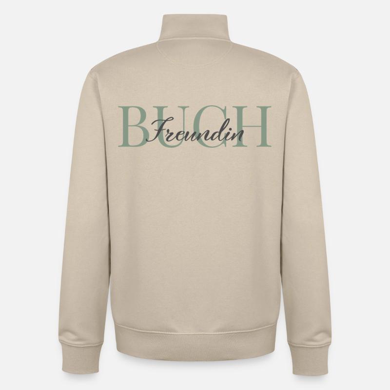 Ami du lecteur Vert-Gris - Sweat zippé unisexe en coton bio Stanley/Stella - beige crème