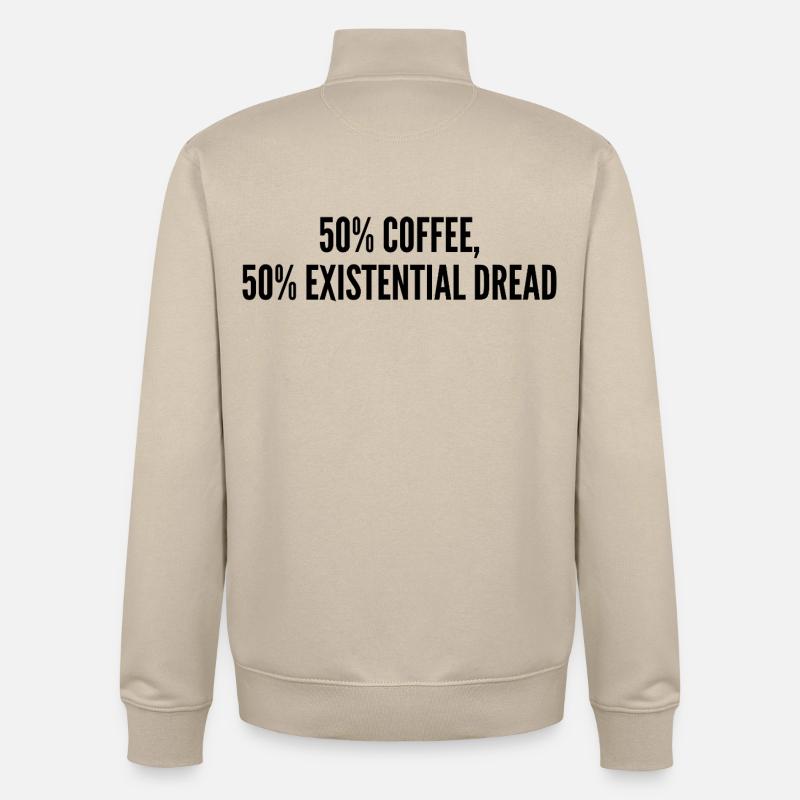 50% coffee 50% existential dread - Sweat zippé unisexe en coton bio Stanley/Stella - beige crème
