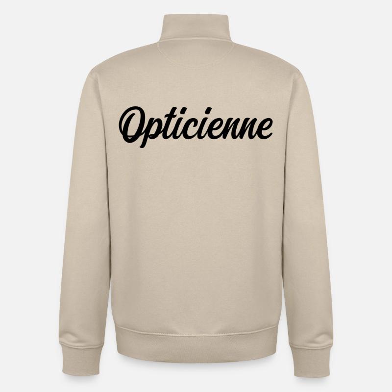 Opticienne Opticien Lunettes Vue Santé Visuelle - Sweat zippé unisexe en coton bio Stanley/Stella - beige crème