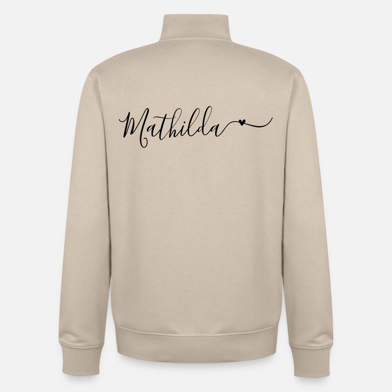 Mathilda Prénom décoratif - Sweat zippé unisexe en coton bio Stanley/Stella - beige crème