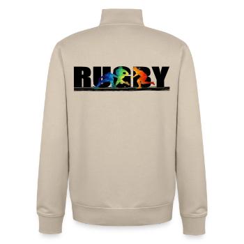 Rugby - Unisex Organic Zip Sweatshirt von Stanley/Stella - Cremebeige - Hinten - AI Model Male 185 dark (185cm)