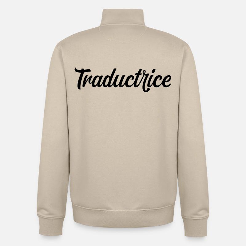 Traductrice Interprète Langues Étrangères Pro - Sweat zippé unisexe en coton bio Stanley/Stella - beige crème