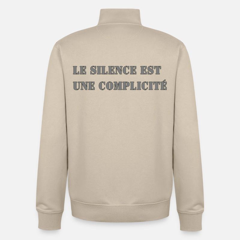 SILENCE IS COMPLICITY - Unisex Organic Zip Sweatshirt by Stanley/Stella - desert dust