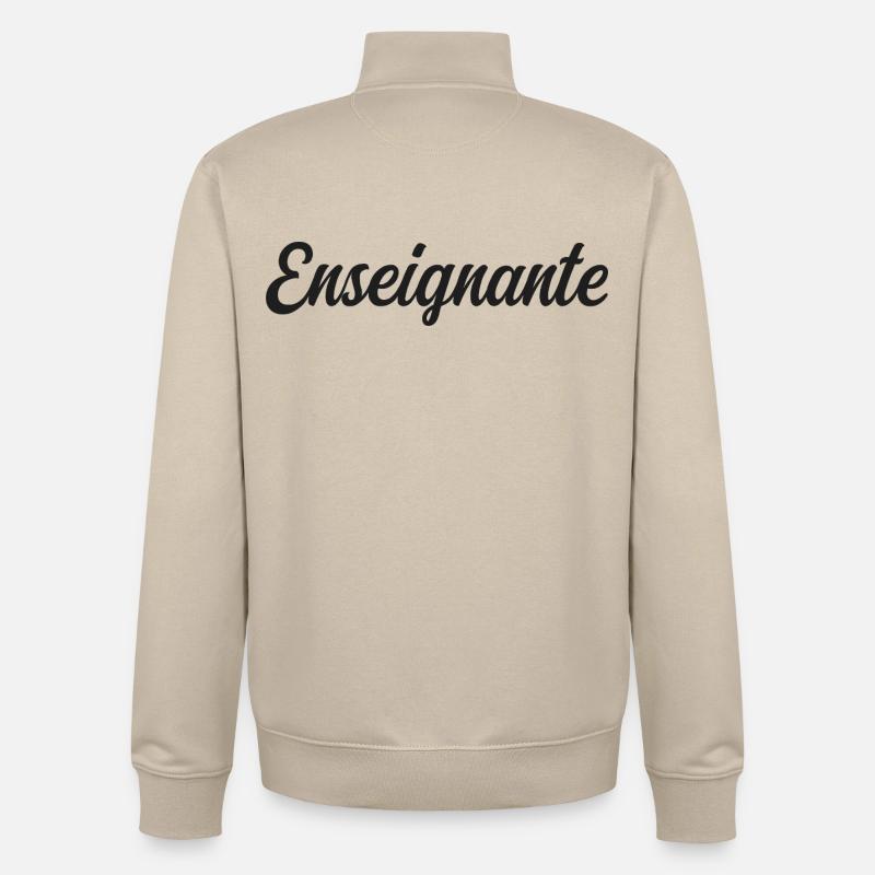 Bester Lehrer der Welt Schulbildung - Unisex Organic Zip Sweatshirt von Stanley/Stella - Cremebeige