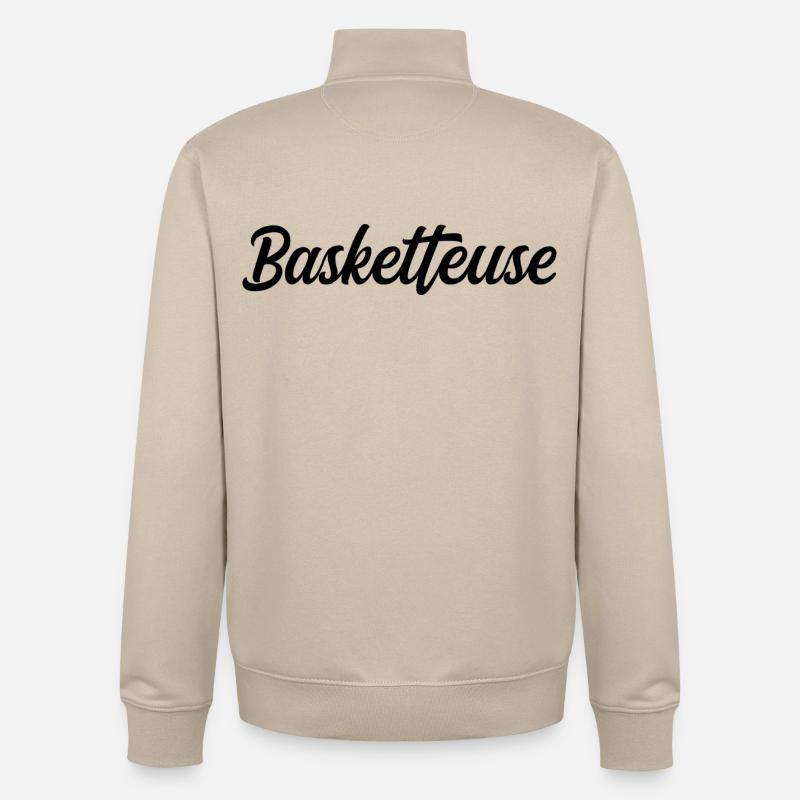 Baseballeuse Sportive Balle Batte Terrain - Sweat zippé unisexe en coton bio Stanley/Stella - beige crème