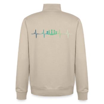 Échecs Battement de coeur jeux d'échecs - Sweat zippé unisexe en coton bio Stanley/Stella - beige crème - Dos - AI Model Male 185 dark (185cm)