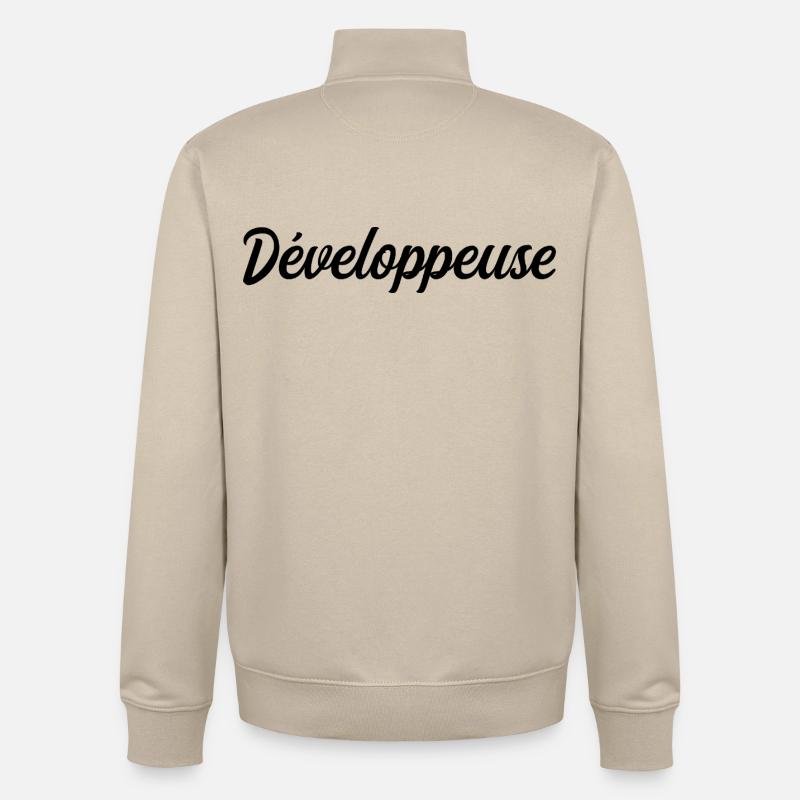 Développeuse Web Code Logiciel Application Tech - Sweat zippé unisexe en coton bio Stanley/Stella - beige crème