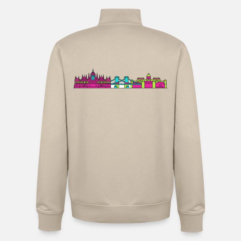 Budapester Stadtskyline-Parlament: Moderne Kunst - Unisex Organic Zip Sweatshirt von Stanley/Stella - Cremebeige