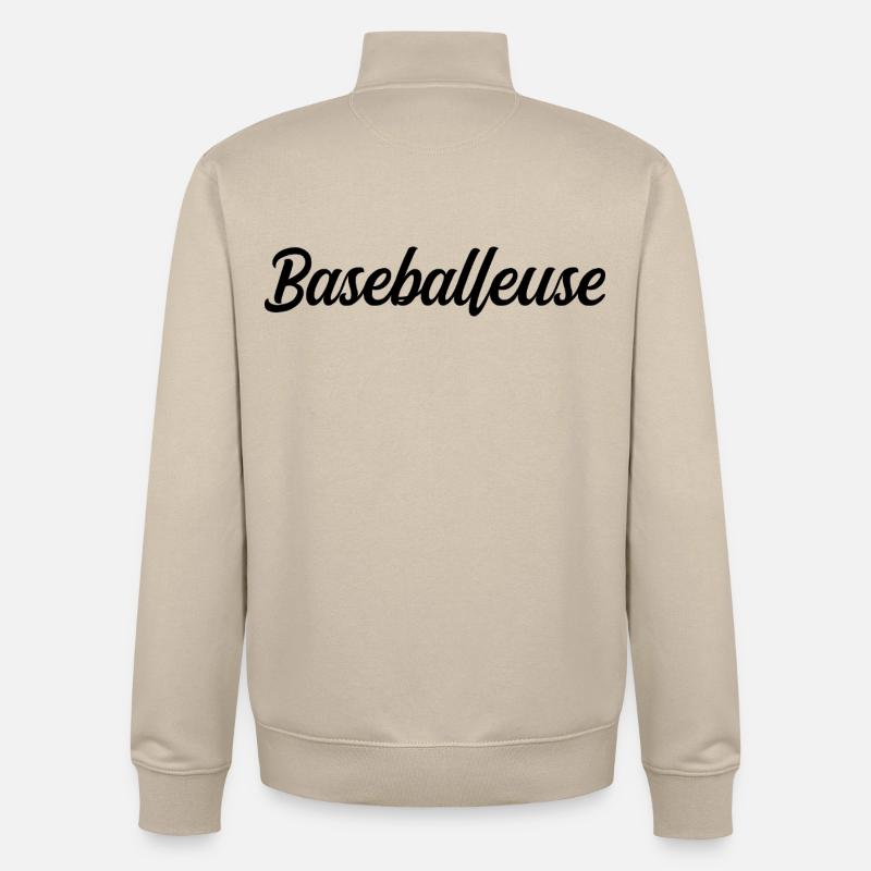 Baseballeuse Sportive Balle Batte Terrain - Sweat zippé unisexe en coton bio Stanley/Stella - beige crème