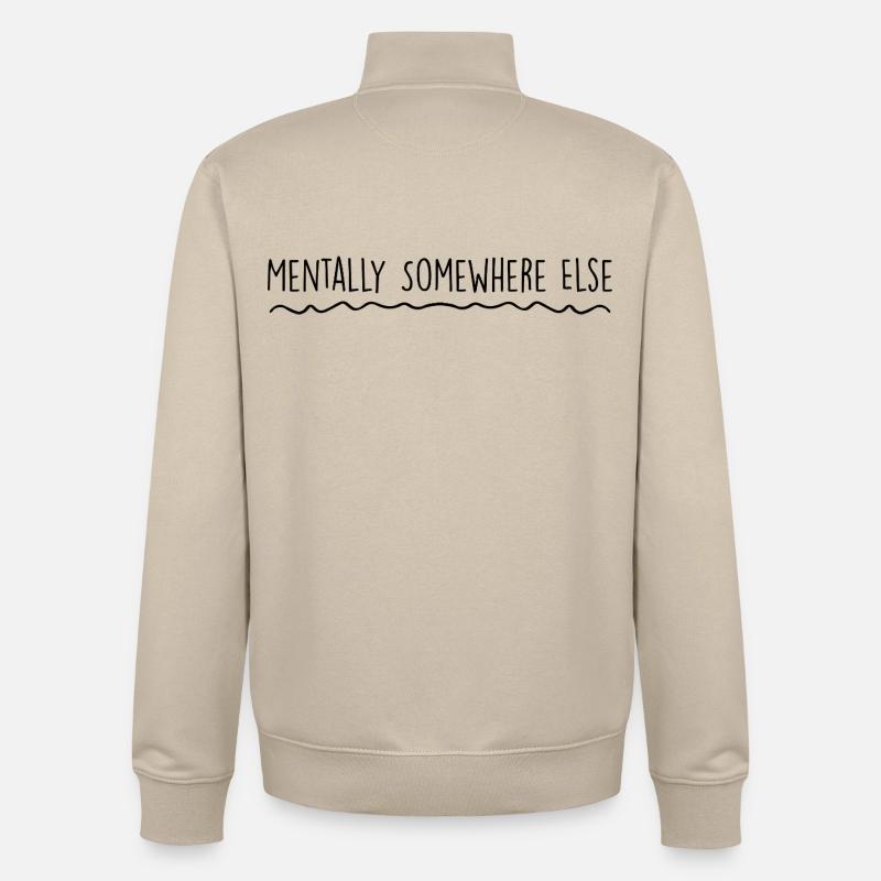 Mentally somewhere else - Sweat zippé unisexe en coton bio Stanley/Stella - beige crème