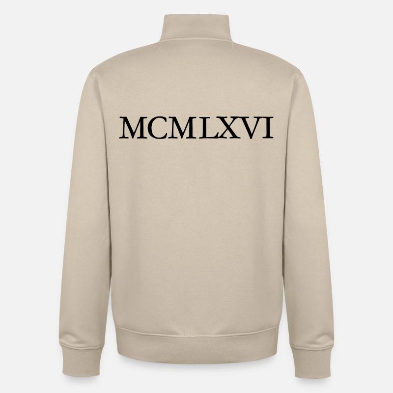 MCMLXVI 1966 Roman Anniversaire Année - Sweat zippé unisexe en coton bio Stanley/Stella - beige crème