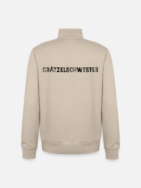 Grätzelschwester – Viennese dialect cult saying - Unisex Organic Zip Sweatshirt by Stanley/Stella - desert dust
