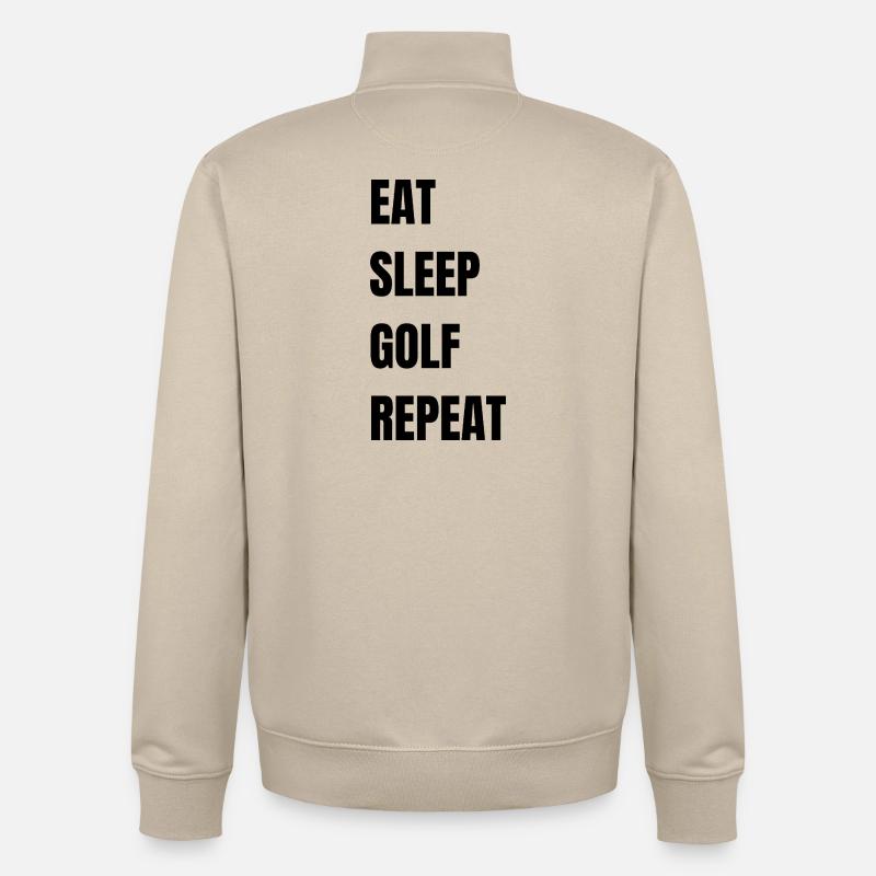 Eat Sleep Golf Repeat - Unisex Organic Zip Sweatshirt by Stanley/Stella - desert dust