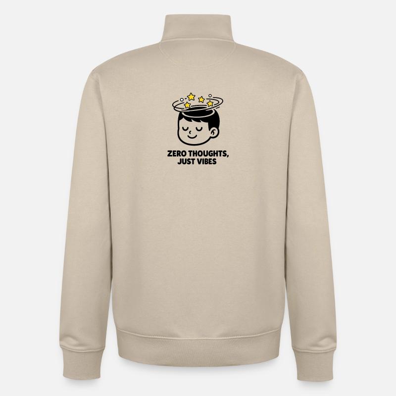 Zero Thoughts, Just Vibes - Sweat zippé unisexe en coton bio Stanley/Stella - beige crème