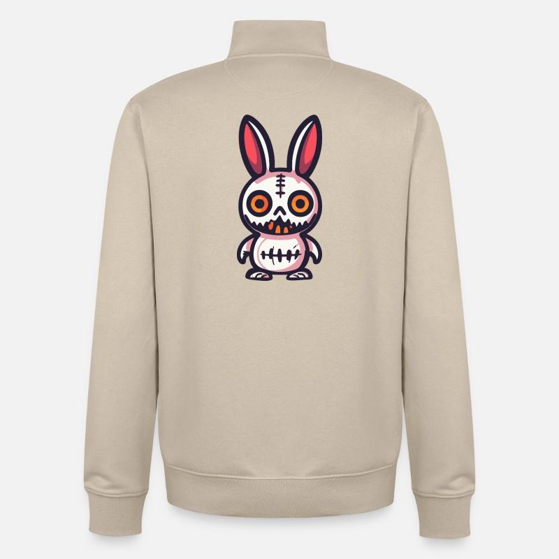 Lapin Halloween Bande dessinée Drôle - Sweat zippé unisexe en coton bio Stanley/Stella - beige crème