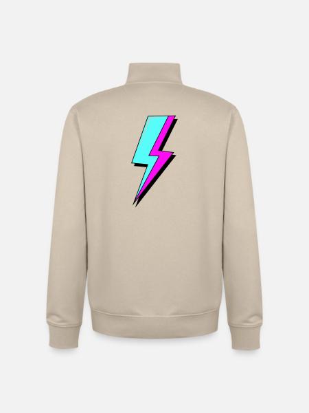 Psychedelic Neon Lightning - Unisex Organic Zip Sweatshirt by Stanley/Stella - desert dust