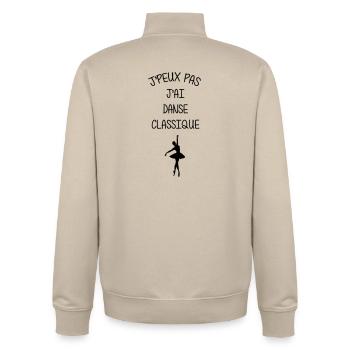 I can't, I have classical dance - Unisex Organic Zip Sweatshirt by Stanley/Stella - desert dust - Back - AI Model Male 185 dark (185cm)