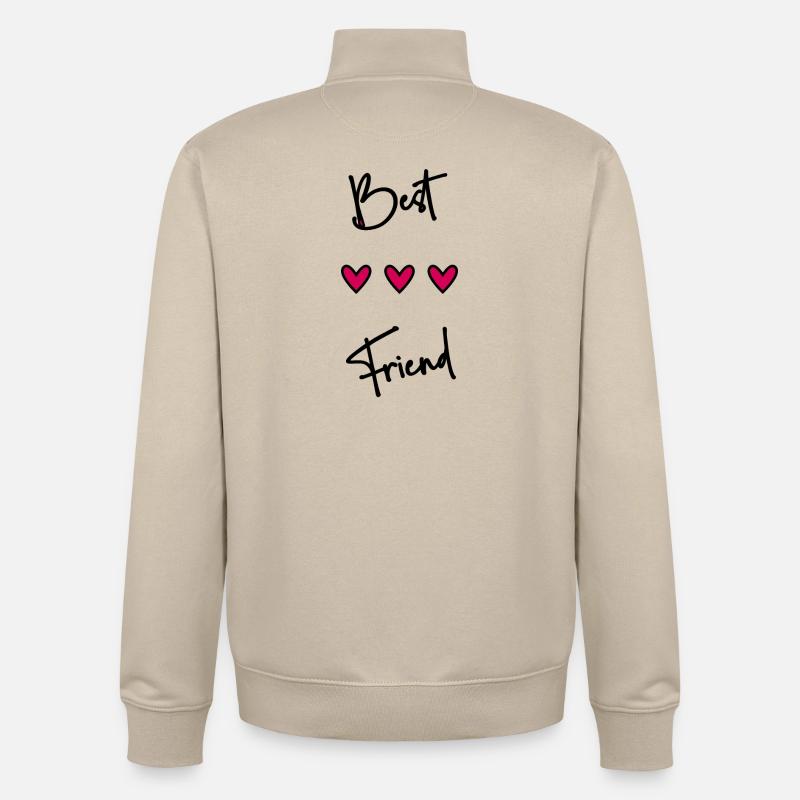 MAÎTRESSE. MAITRE. MERCI. MERCI MAÎTRESSE - Sweat zippé unisexe en coton bio Stanley/Stella - beige crème