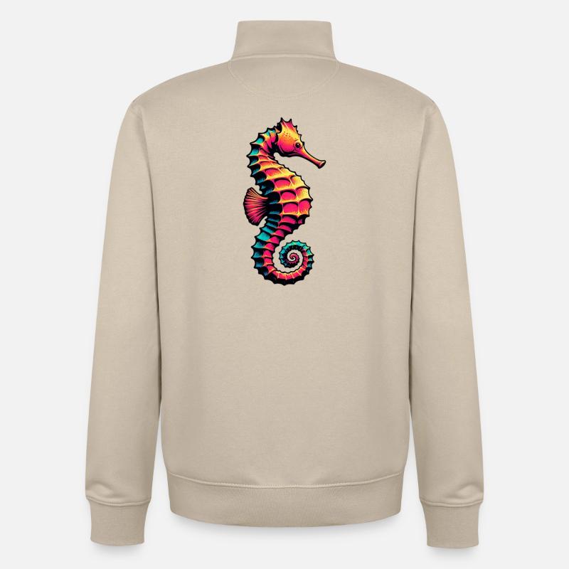 Hippocampe - Sweat zippé unisexe en coton bio Stanley/Stella - beige crème