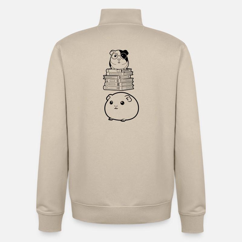 Nerd des livres cochons d’Inde, - Sweat zippé unisexe en coton bio Stanley/Stella - beige crème