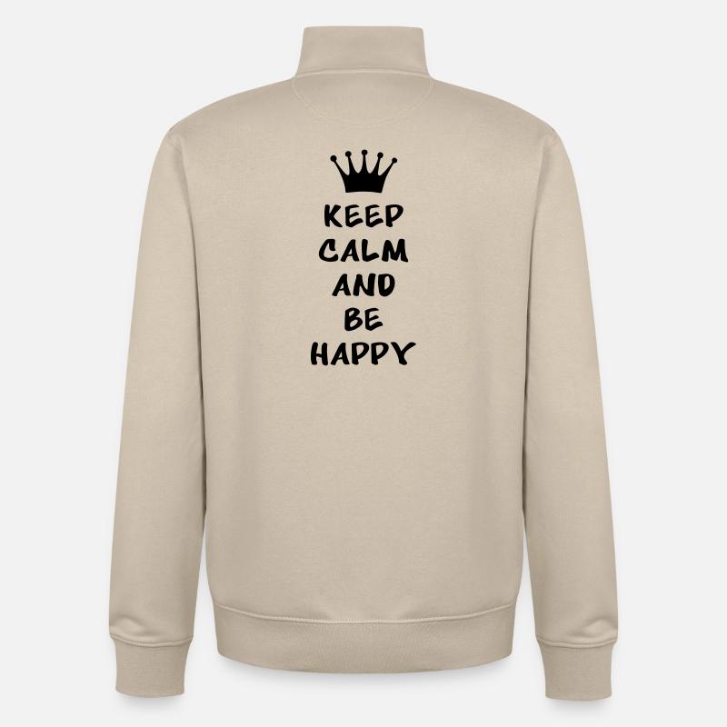 Keep calm and be happy - Unisex Organic Zip Sweatshirt von Stanley/Stella - Cremebeige