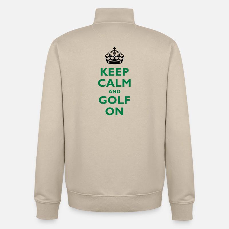 Keep calm and golf on - Sweat zippé unisexe en coton bio Stanley/Stella - beige crème