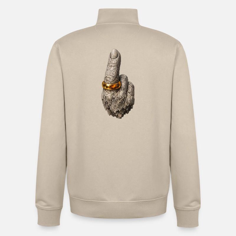 Grobe Steinhand mit Goldring - Unisex Organic Zip Sweatshirt von Stanley/Stella - Cremebeige